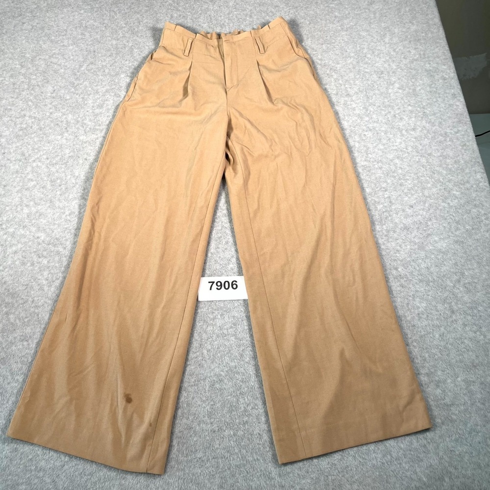 Banana Republic Wide Leg Pants Womens XS Tan Flat Front Casual Stain
